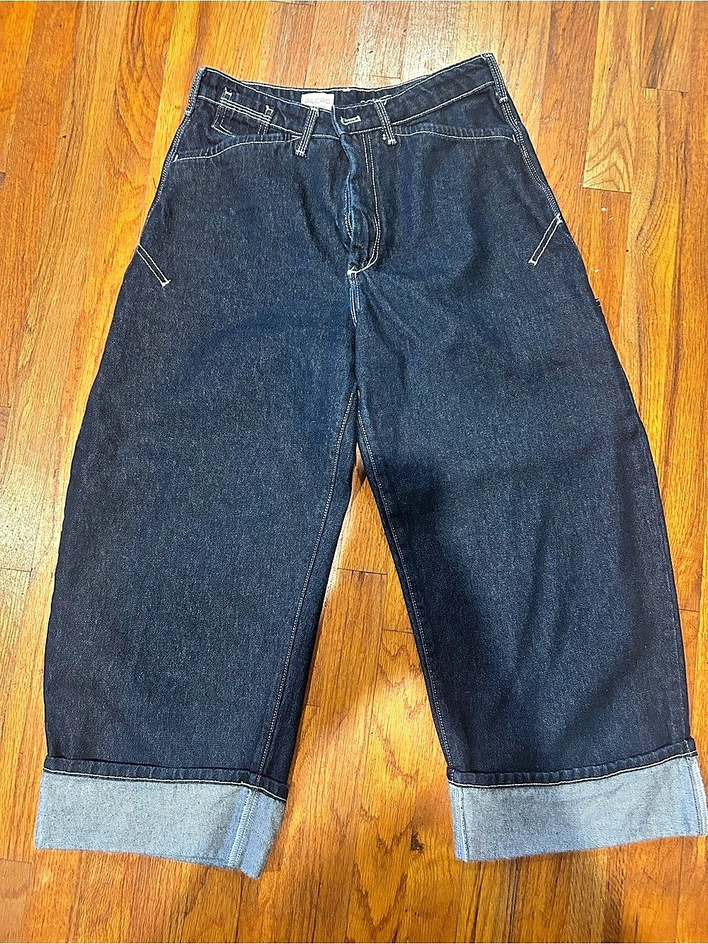 Pilcro High-Rise Wide-Leg Cuff Jeans Blue Waist 28P